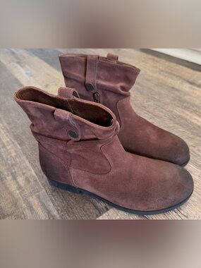 Birkenstock EU 37 US 6 Espresso Brown Suede Leather Sarnia Slouch Ankle Boots